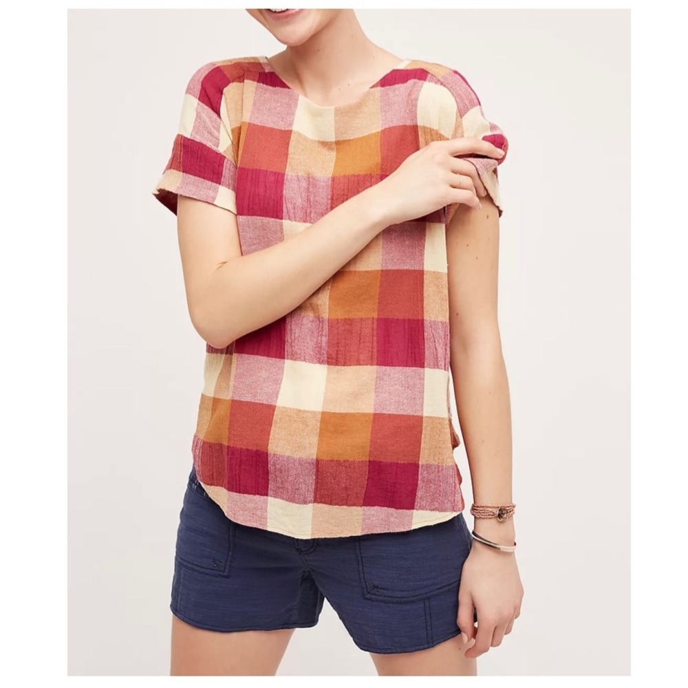 Anthropologie Multicolor Plaid Blouse